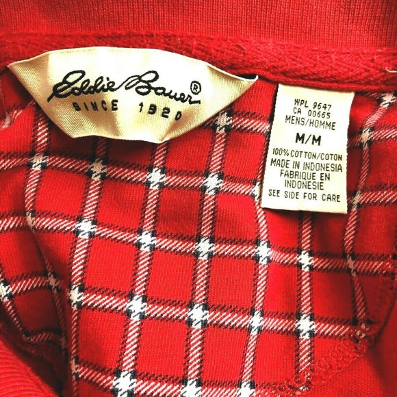 Eddie Bauer Polo Golf Mens Plaid Shirt Top Medium Red Short Sleeve Pullover - Picture 8 of 8